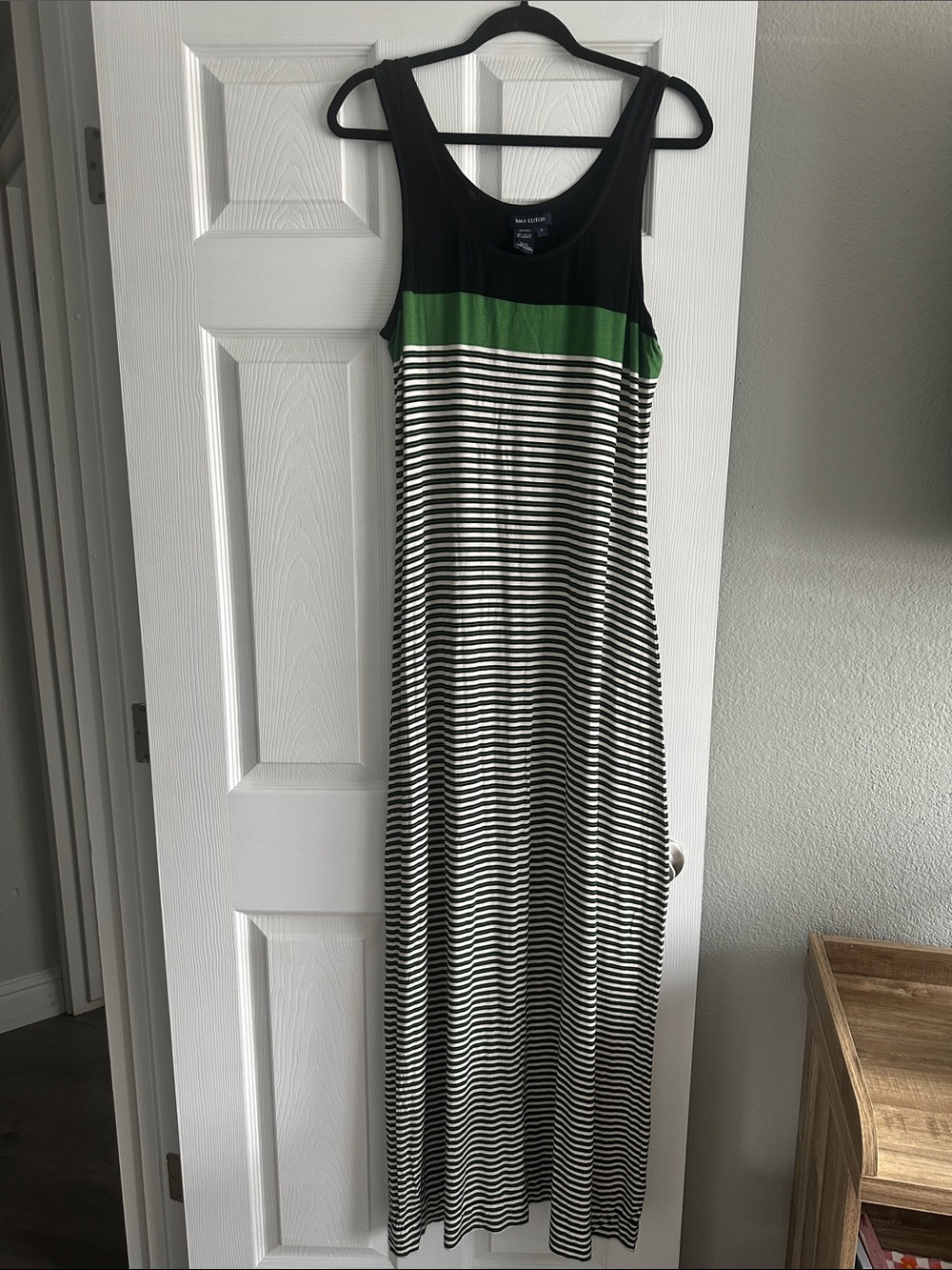 Max Edition Black, Green & White Striped Maxi Dress